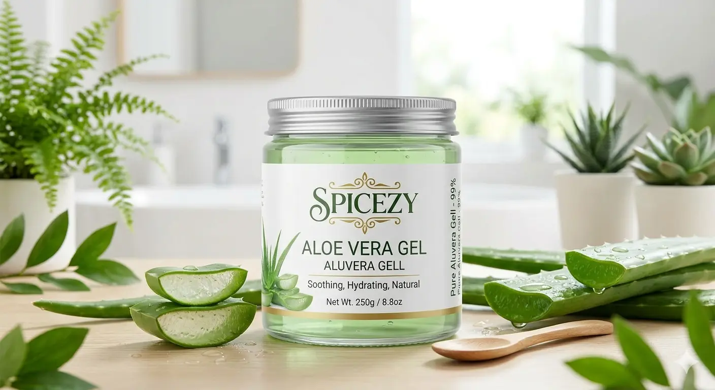 Fresh aloe vera product banner for Spicezy homepage